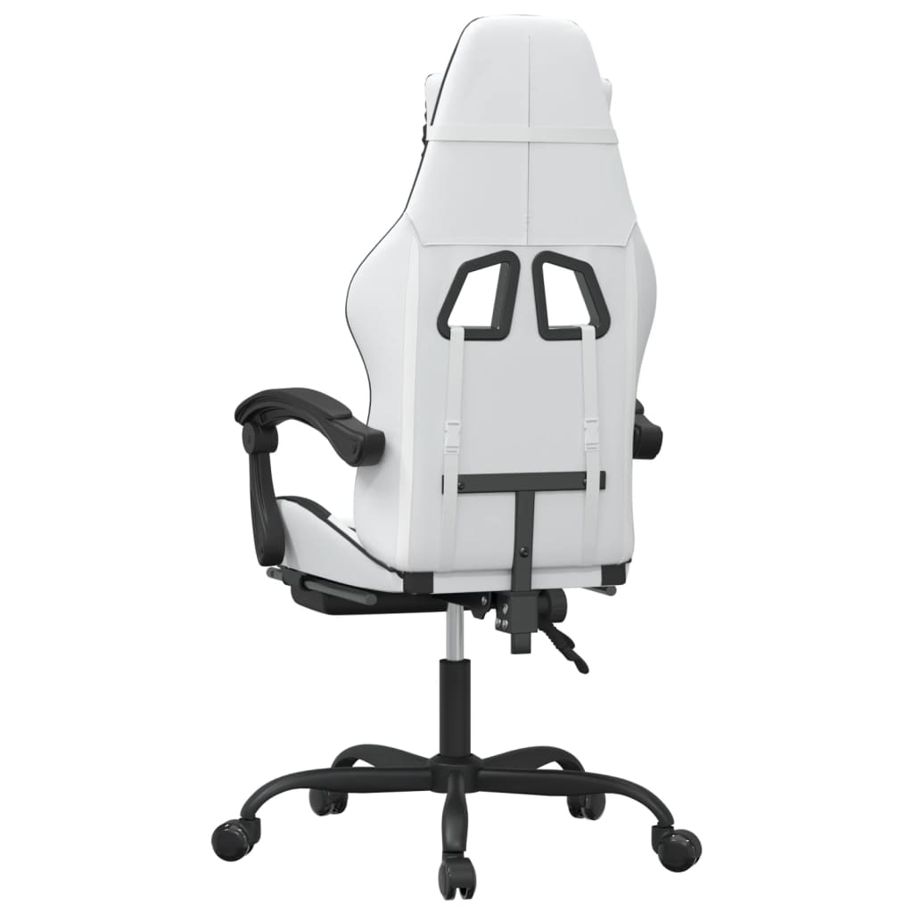 Gaming Chair with Footrest White and Black Faux Leather