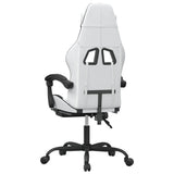 Gaming Chair with Footrest White and Black Faux Leather - 45-Degree Angle