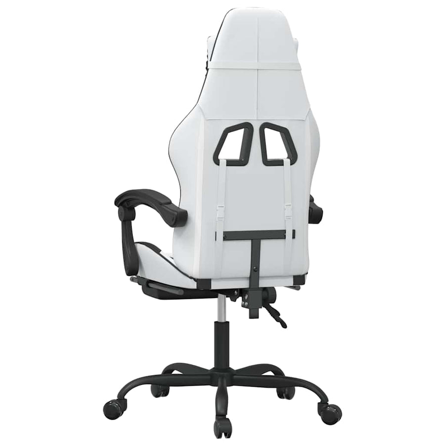 Gaming Chair with Footrest White and Black Faux Leather