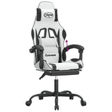 Gaming Chair with Footrest White and Black Faux Leather