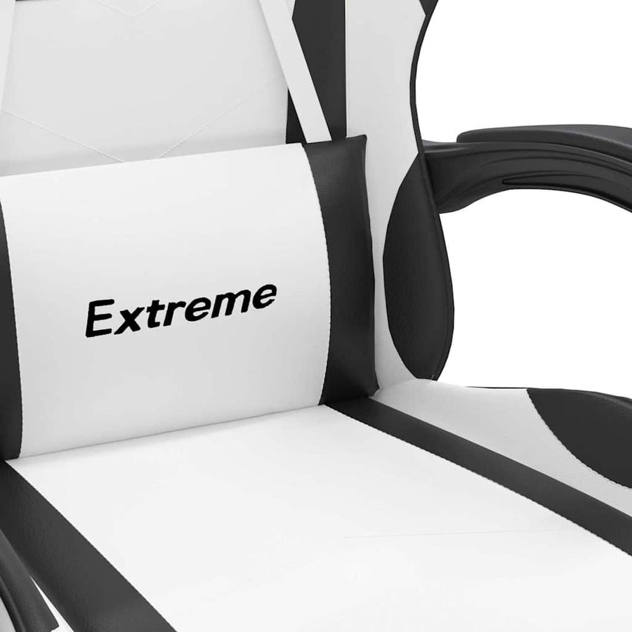 Gaming Chair with Footrest White and Black Faux Leather