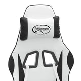 Gaming Chair with Footrest White and Black Faux Leather