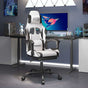 Gaming Chair with Footrest White and Black Faux Leather