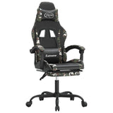 Gaming Chair with Footrest Black and Camouflage Faux Leather - Front View