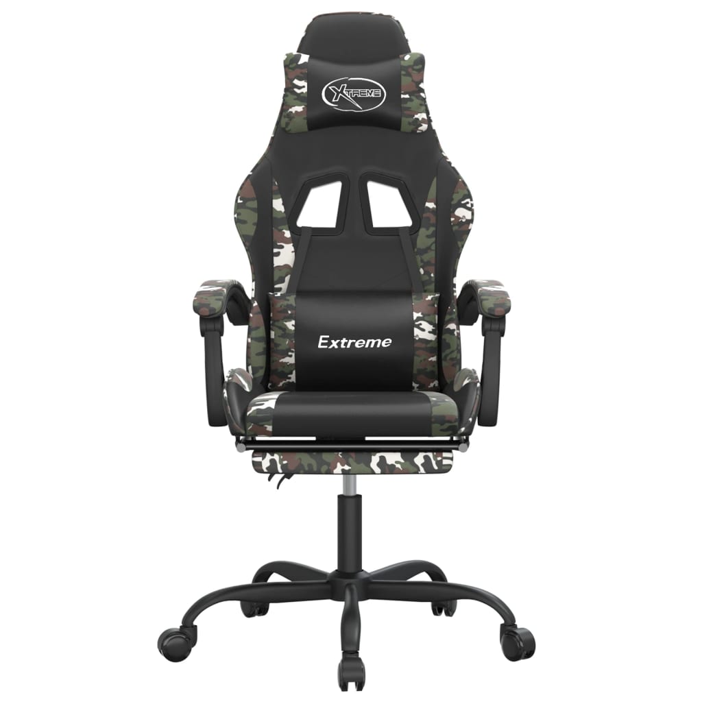 Gaming Chair with Footrest Black and Camouflage Faux Leather