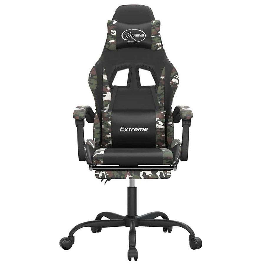 Gaming Chair with Footrest Black and Camouflage Faux Leather