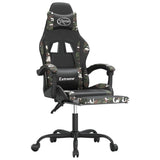 Gaming Chair with Footrest Black and Camouflage Faux Leather - Rear View