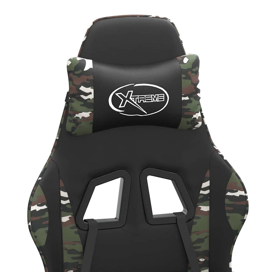 Gaming Chair with Footrest Black and Camouflage Faux Leather
