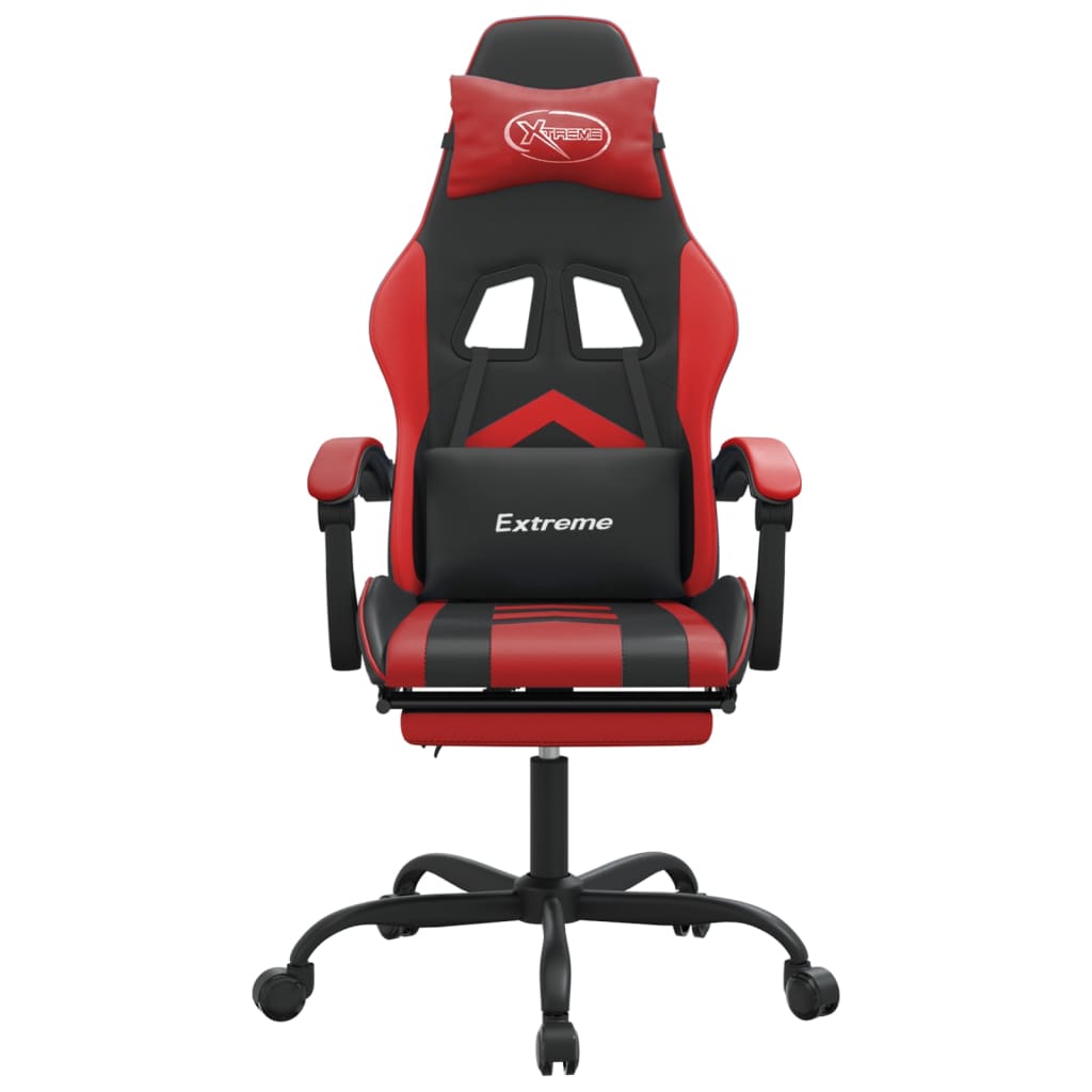 Gaming Chair with Footrest Black and Red Faux Leather
