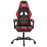 Gaming Chair with Footrest Black and Red Faux Leather