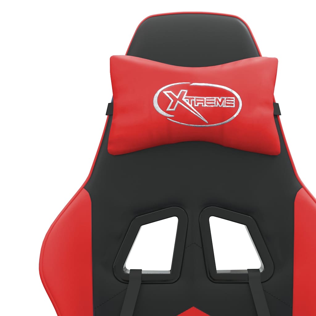 Gaming Chair with Footrest Black and Red Faux Leather