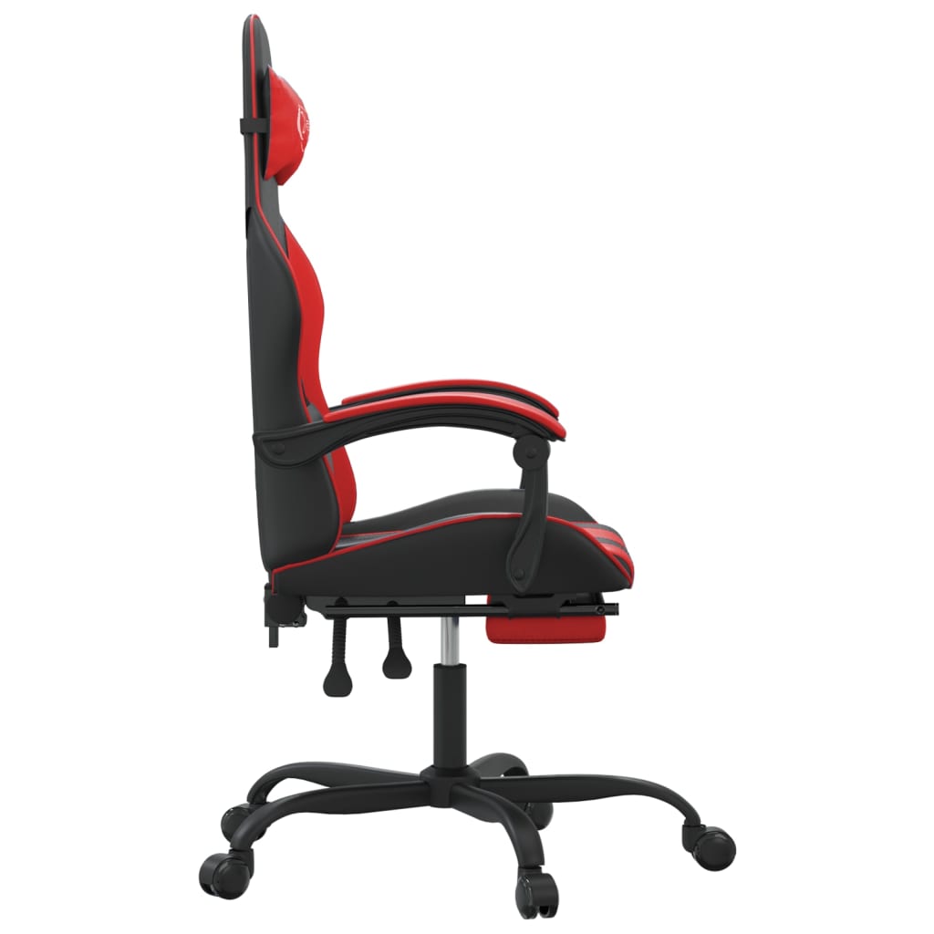Gaming Chair with Footrest Black and Red Faux Leather