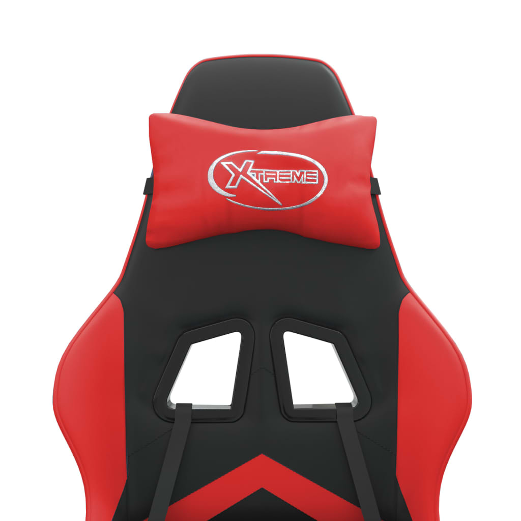 Gaming Chair with Footrest Black and Red Faux Leather