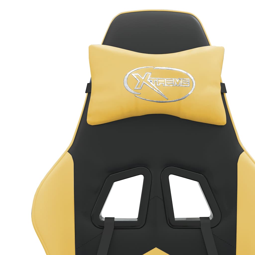 Gaming Chair with Footrest Black and Gold Faux Leather