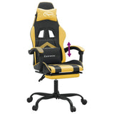Gaming Chair with Footrest Black and Gold Faux Leather