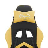 Gaming Chair with Footrest Black and Gold Faux Leather