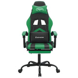 Gaming Chair with Footrest Black and Green Faux Leather