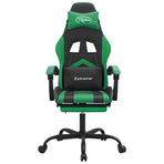 Gaming Chair with Footrest Black and Green Faux Leather