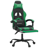 Gaming Chair with Footrest Black and Green Faux Leather