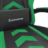 Gaming Chair with Footrest Black and Green Faux Leather