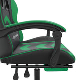 Gaming Chair with Footrest Black and Green Faux Leather
