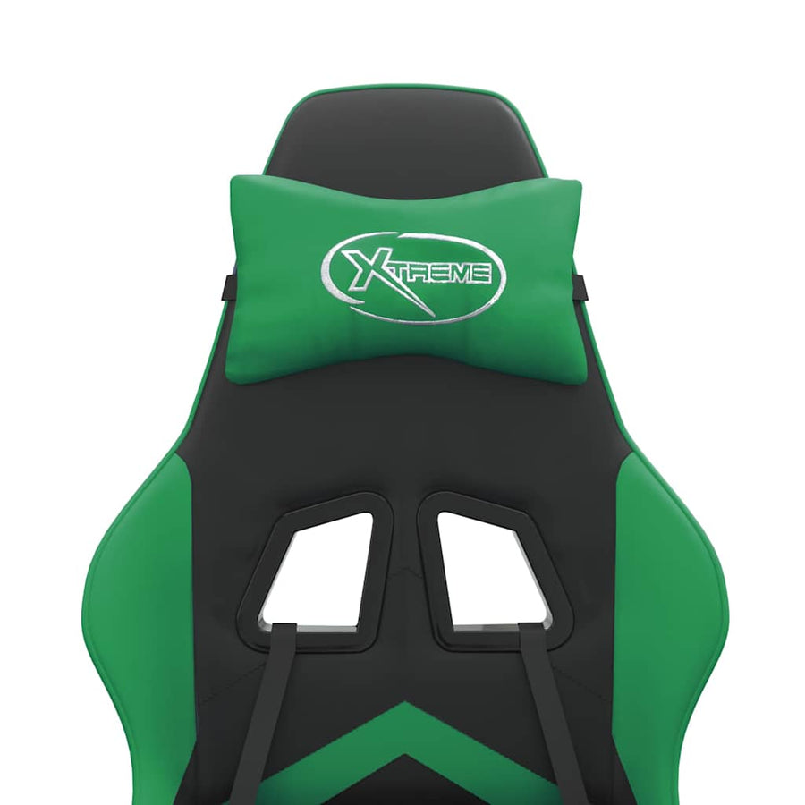 Gaming Chair with Footrest Black and Green Faux Leather