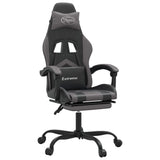Gaming Chair with Footrest Black and Grey Faux Leather - Front View