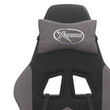 Gaming Chair with Footrest Black and Grey Faux Leather