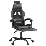 Gaming Chair with Footrest Black and Grey Faux Leather