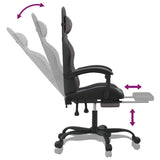 Gaming Chair with Footrest Black and Grey Faux Leather