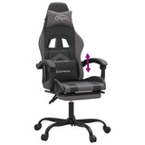 Gaming Chair with Footrest Black and Grey Faux Leather