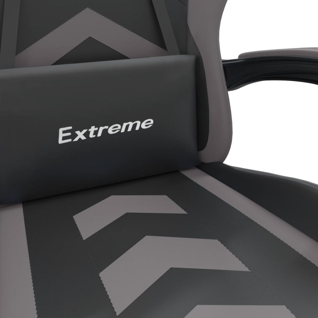 Gaming Chair with Footrest Black and Grey Faux Leather