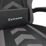 Gaming Chair with Footrest Black and Grey Faux Leather