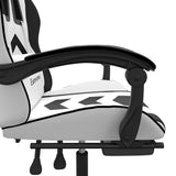 Gaming Chair with Footrest White and Black Faux Leather
