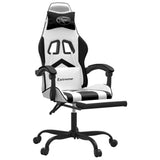 Gaming Chair with Footrest White and Black Faux Leather