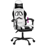 Gaming Chair with Footrest White and Black Faux Leather - Low Angle