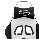 Gaming Chair with Footrest White and Black Faux Leather
