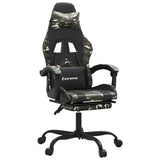 Gaming Chair with Footrest Black and Camouflage Faux Leather - Front View