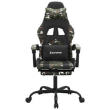 Gaming Chair with Footrest Black and Camouflage Faux Leather - Side View