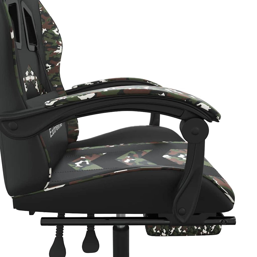 Gaming Chair with Footrest Black and Camouflage Faux Leather