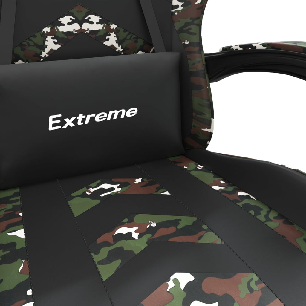 Gaming Chair with Footrest Black and Camouflage Faux Leather