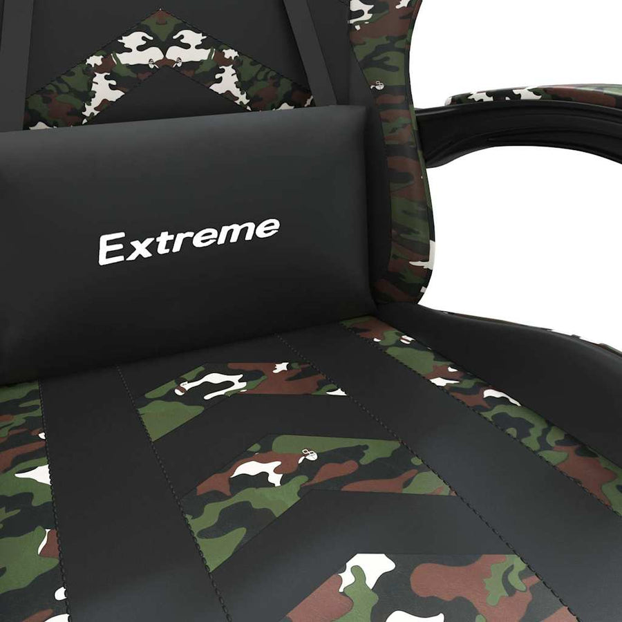 Gaming Chair with Footrest Black and Camouflage Faux Leather