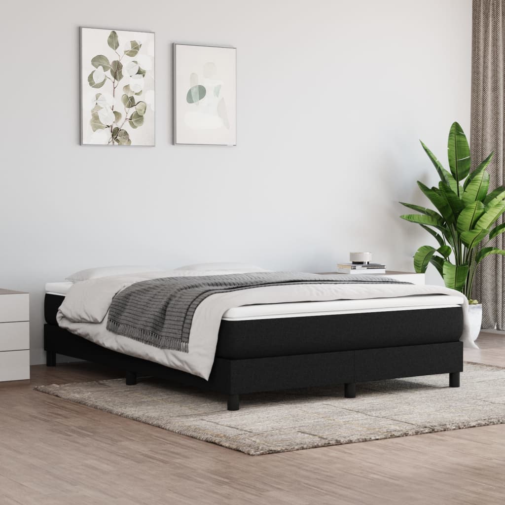 Box Spring Bed Frame Black Double Fabric