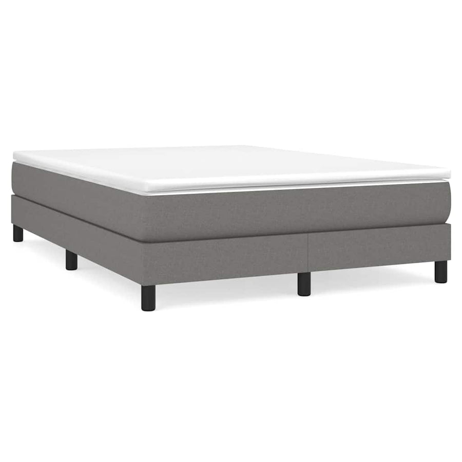 Box Spring Bed Frame Dark Grey Queen Fabric