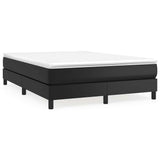 Box Spring Bed Frame Black Full Faux Leather - Front View