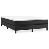Box Spring Bed Frame Black Queen Faux Leather - Front View