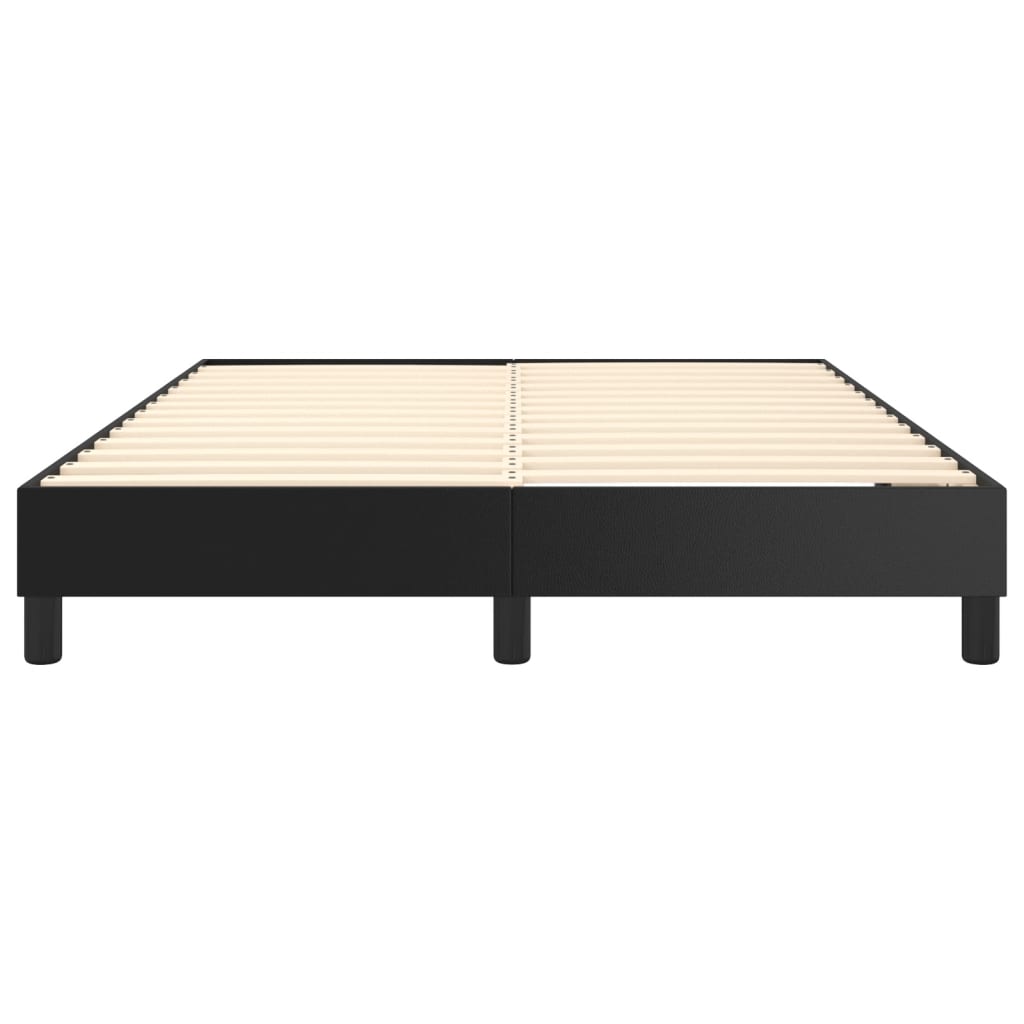 Box Spring Bed Frame Black Queen Faux Leather