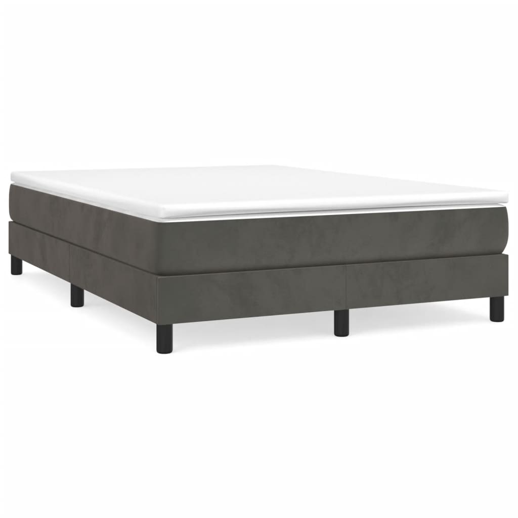 Box Spring Bed Frame Dark Grey Double Velvet