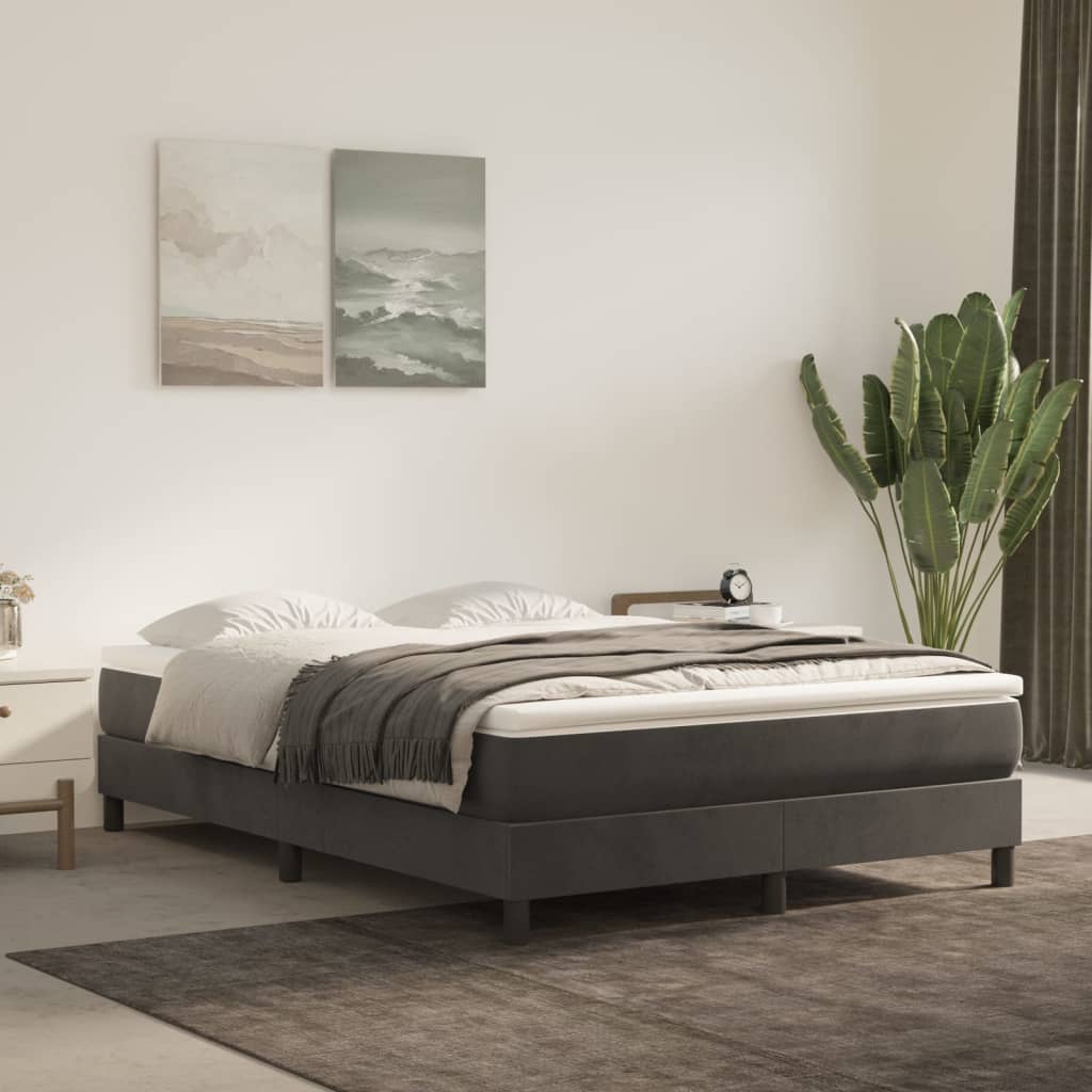 Box Spring Bed Frame Dark Grey Double Velvet