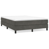 Box Spring Bed Frame Dark Grey Queen Velvet - Front View